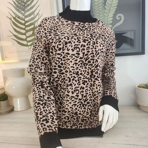 WOMEN'S NWTO ASOS BLACK/TAN LEOPARD 🐆 ♥️ PRINT TURTLENECK.